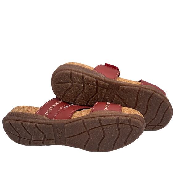 Clarks England ROSEVILLE BAY Red Leather Sandals 65242 ($125) Women's 7.5 New - Picture 10 of 10